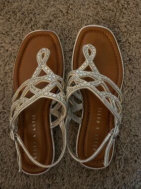 Kelly & Katie Silver Rhinestone Strappy Sandals